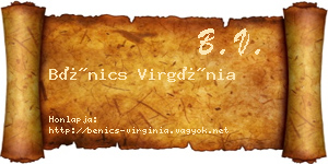 Bénics Virgínia névjegykártya